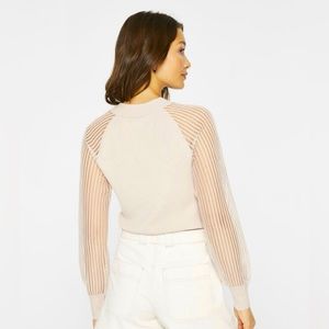 Club Monaco Sheer Sleeve Sweater Pink XS NWOT